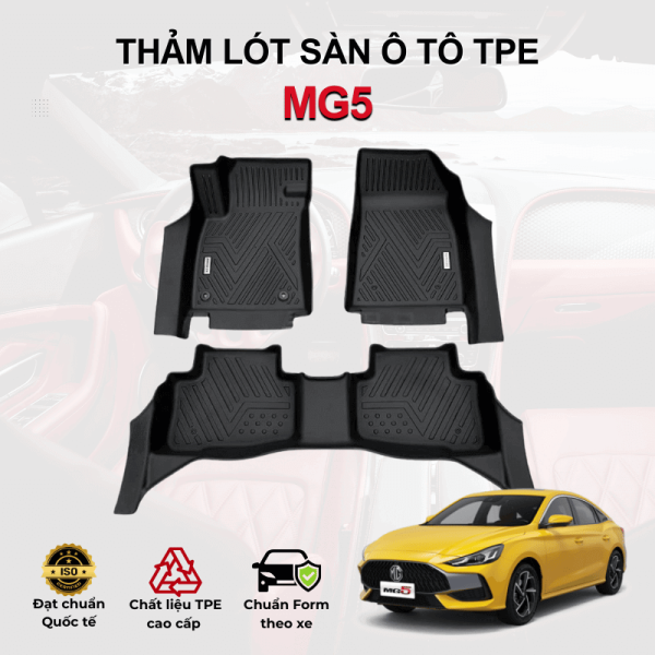 Thảm lót sàn xe ô tô MG5 chất liệu TPE khuôn đúc nguyên khối tràn viền cao cấp
