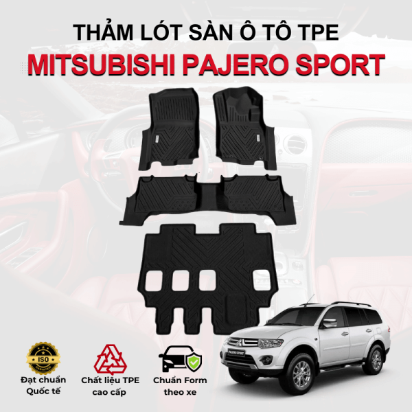 Thảm lót sàn xe ô tô Mitsubishi Pajero Sport chất liệu TPE khuôn đúc nguyên khối tràn viền cao cấp