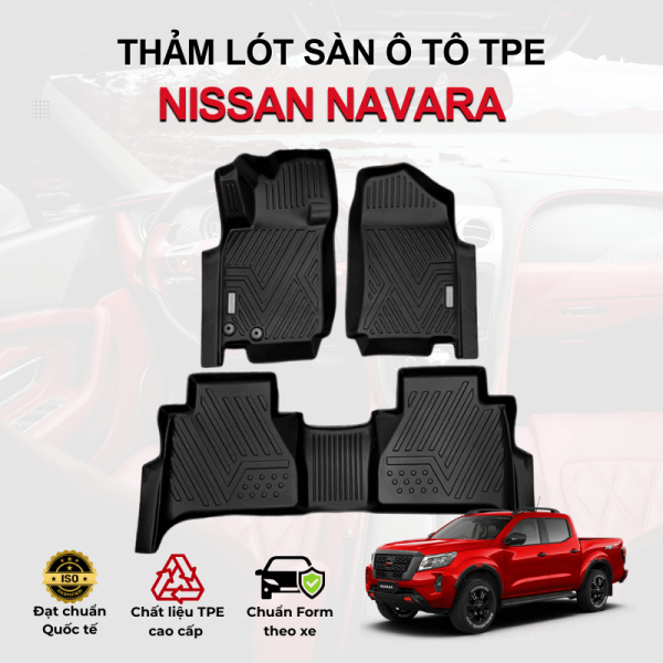 Thảm lót sàn xe ô tô Nissan Navara chất liệu TPE khuôn đúc nguyên khối tràn viền cao cấp