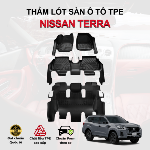 Thảm lót sàn xe ô tô Nissan Terra chất liệu TPE khuôn đúc nguyên khối tràn viền cao cấp