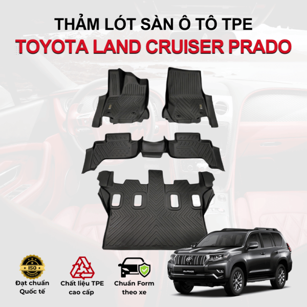 Thảm lót sàn xe ô tô Toyota Land Cruiser Prado chất liệu TPE khuôn đúc nguyên khối tràn viền cao cấp