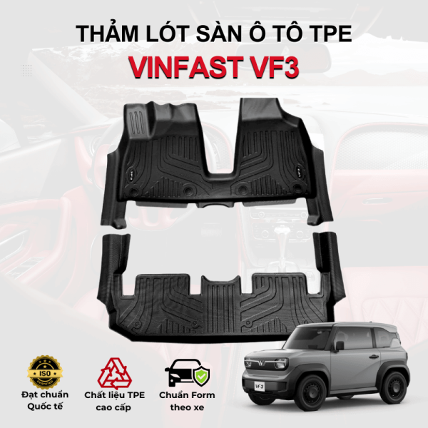 Thảm lót sàn xe ô tô VinFast VF3 chất liệu TPE khuôn đúc nguyên khối tràn viền cao cấp