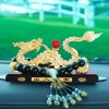 Tượng Rồng vàng như ý nhả ngọc phong thủy để taplo ô tô