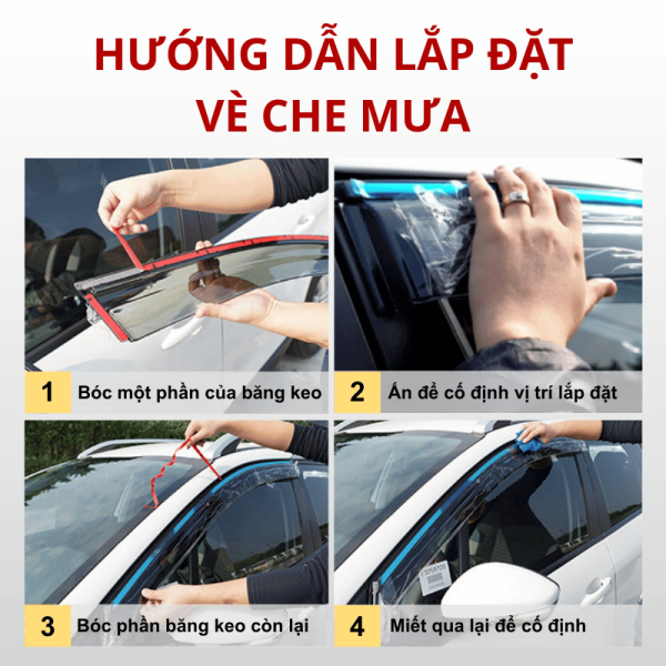 Hướng dẫn cách lắp đặt vè che mưa ô tô