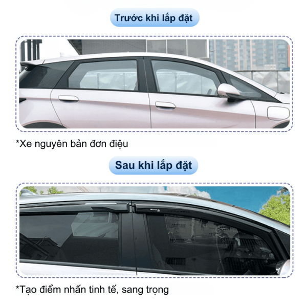 Sự khác biệt trước và sau khi lắp đặt vè che mưa ô tô