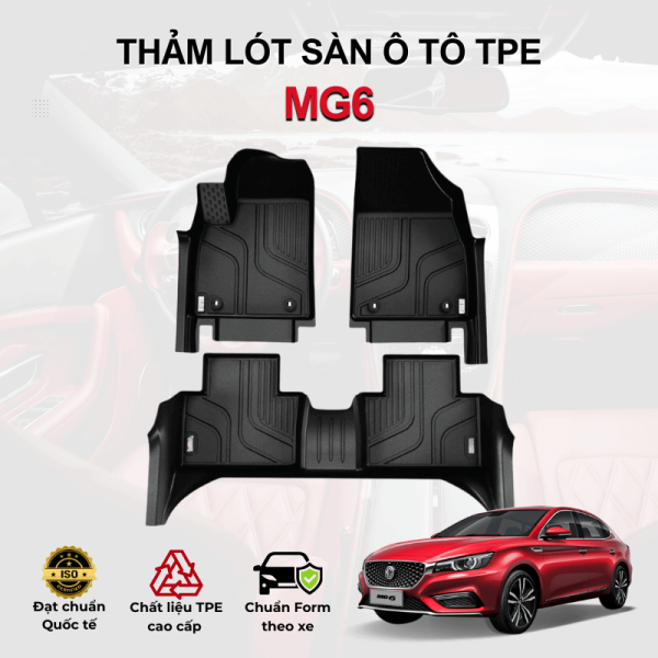 Thảm lót sàn xe ô tô MG6 chất liệu TPE khuôn đúc nguyên khối tràn viền cao cấp