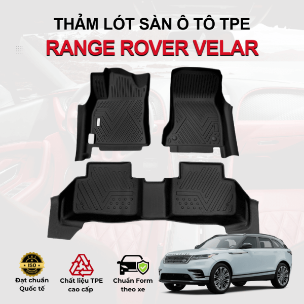 Thảm lót sàn xe ô tô Range Rover Velar chất liệu TPE khuôn đúc nguyên khối tràn viền cao cấp
