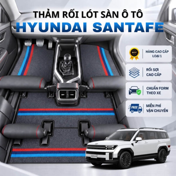 Thảm rối lót sàn ô tô Hyundai SantaFe 2020-2025 cao cấp