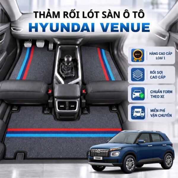 Thảm rối lót sàn ô tô Hyundai Venue 2020-2025 cao cấp