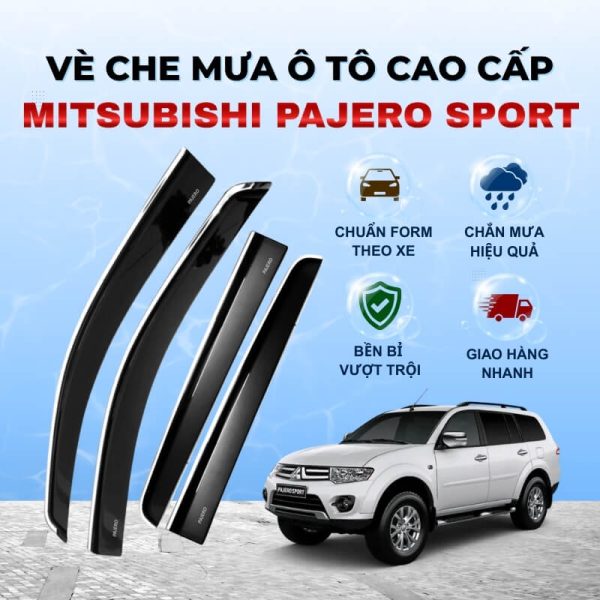 Vè che mưa ô tô Mitsubishi Pajero Sport nhựa ABS cao cấp
