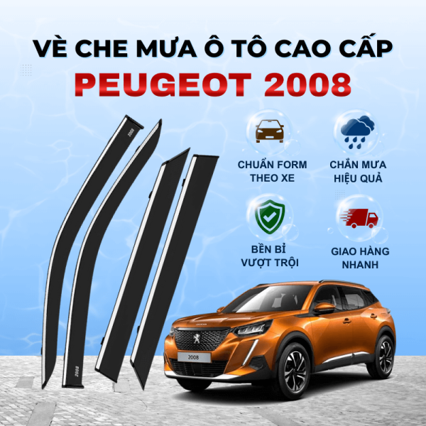 Vè che mưa ô tô Peugeot 2008 nhựa ABS cao cấp