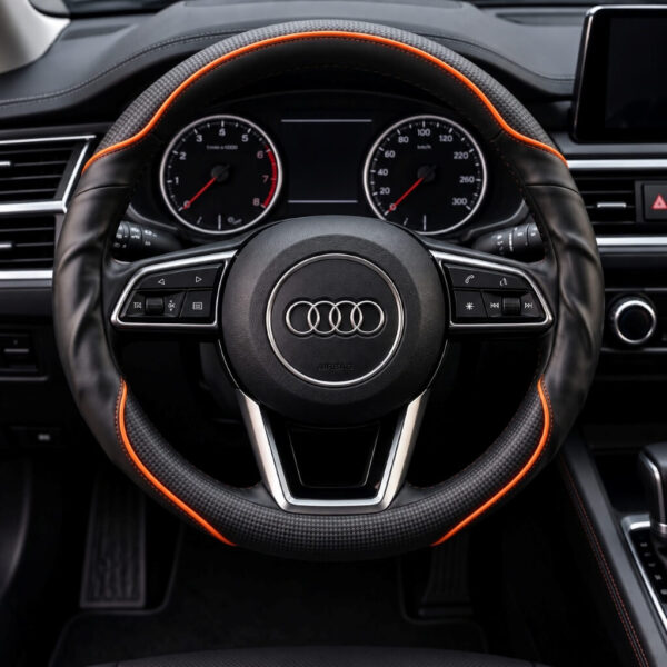 Bọc vô lăng xe Audi Da cừu thật vân Carbon cao cấp
