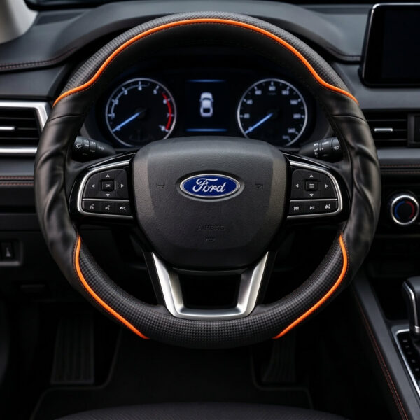 Bọc vô lăng xe Ford Da cừu thật vân Carbon cao cấp