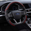 Bọc vô lăng xe Ford Da cừu thật vân Carbon cao cấp