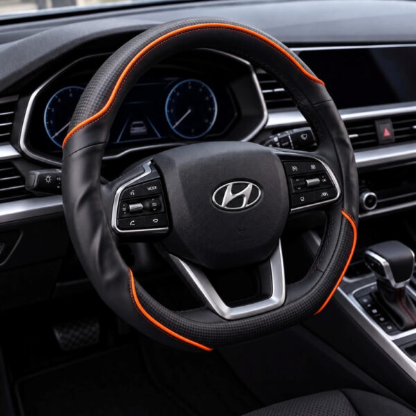 Bọc vô lăng xe Hyundai chất liệu Da cừu sợi Carbon cao cấp