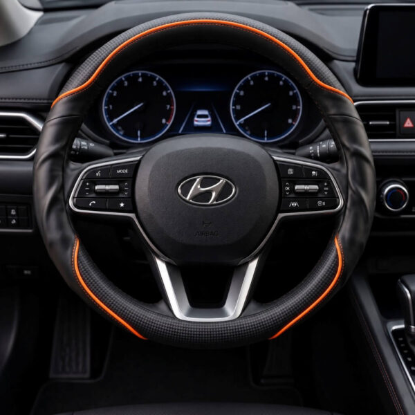 Bọc vô lăng xe Hyundai chất liệu Da cừu sợi Carbon cao cấp