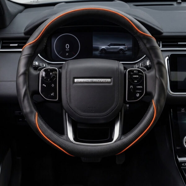 Bọc vô lăng xe Land Rover Da cừu thật vân Carbon cao cấp