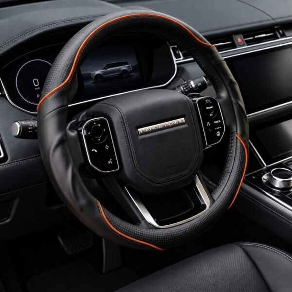 Bọc vô lăng xe Land Rover Da cừu thật vân Carbon cao cấp