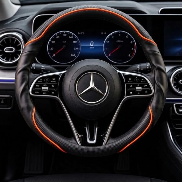 Bọc vô lăng xe Mercedes Da cừu thật vân Carbon cao cấp