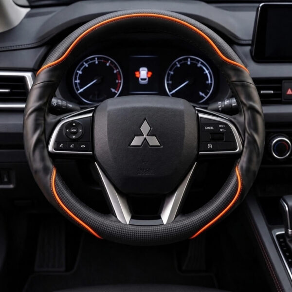 Bọc vô lăng xe Mitsubishi Da cừu thật vân Carbon cao cấp