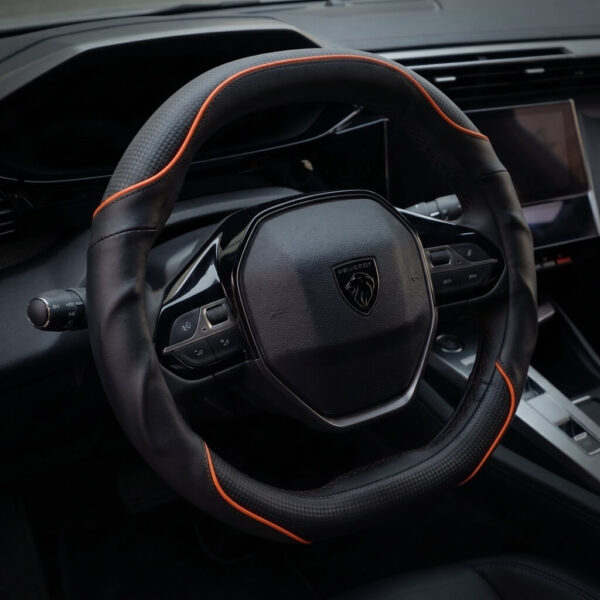 Bọc vô lăng xe Peugeot Da cừu thật sợi Carbon cao cấp