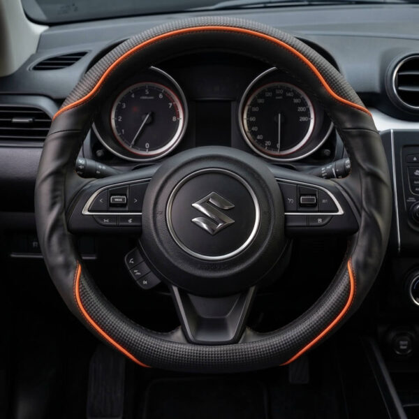 Bọc vô lăng xe Suzuki Da cừu thật vân Carbon cao cấp