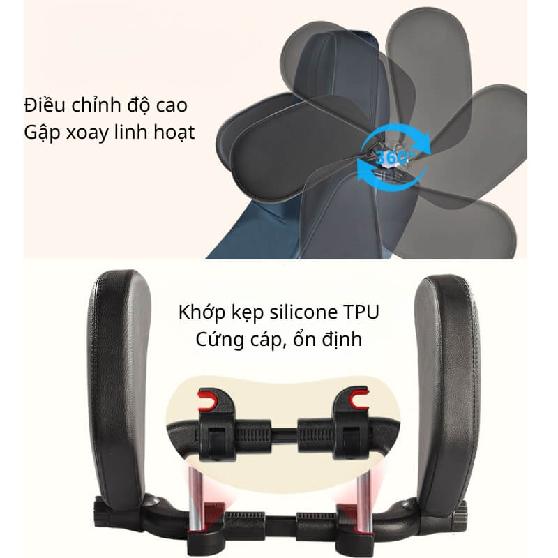 Gối tựa đầu hai bên ô tô cao su non bọc da PVC cao cấp