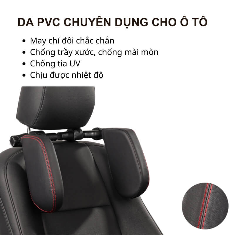 Gối tựa đầu hai bên ô tô cao su non bọc da PVC cao cấp