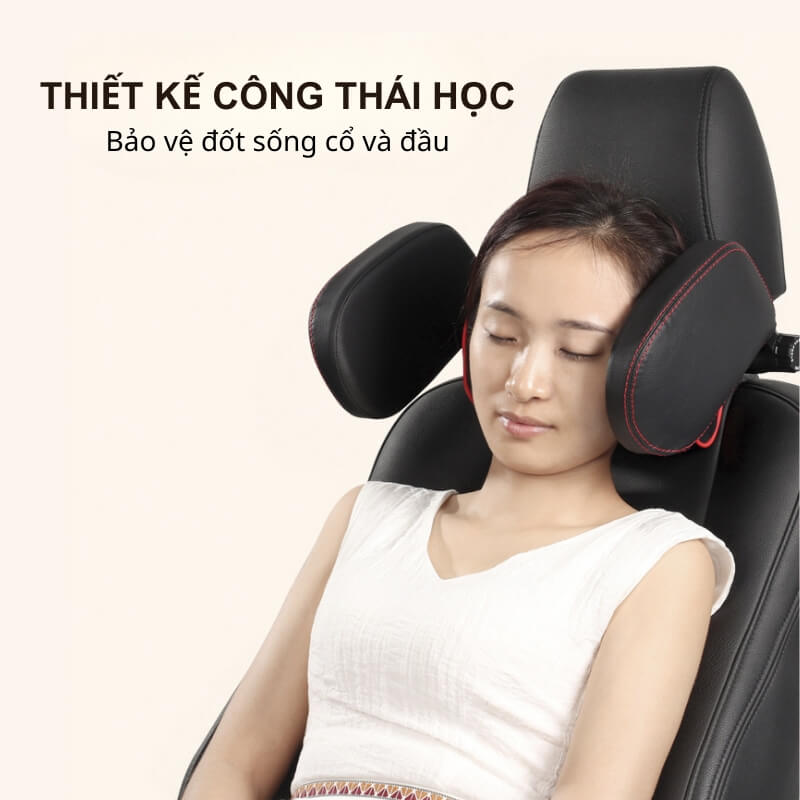 Gối tựa đầu hai bên ô tô cao su non bọc da PVC cao cấp