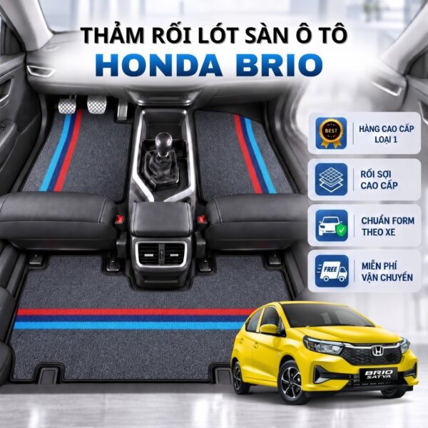 Thảm rối lót sàn ô tô Honda Brio 2018-2025 cao cấp