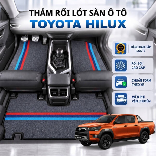 Thảm rối lót sàn ô tô Toyota Hilux 2023-2025 cao cấp