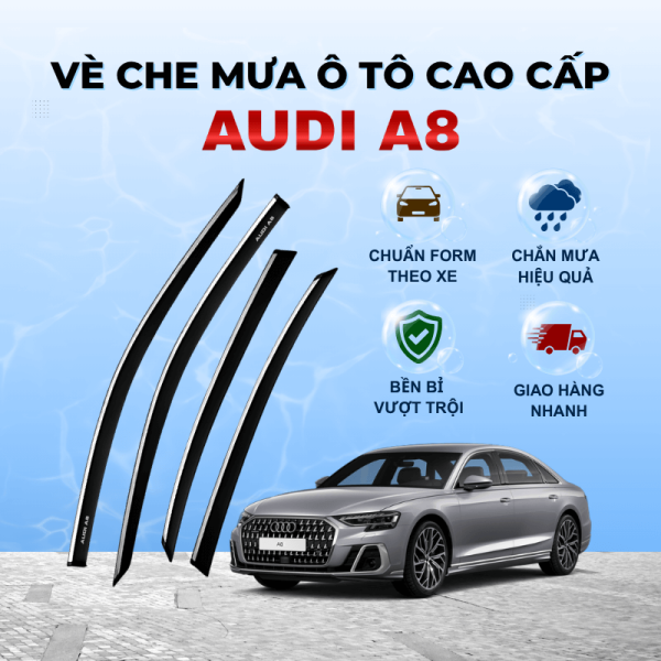 Vè che mưa xe Audi A8 chất liệu ABS cao cấp viền Inox