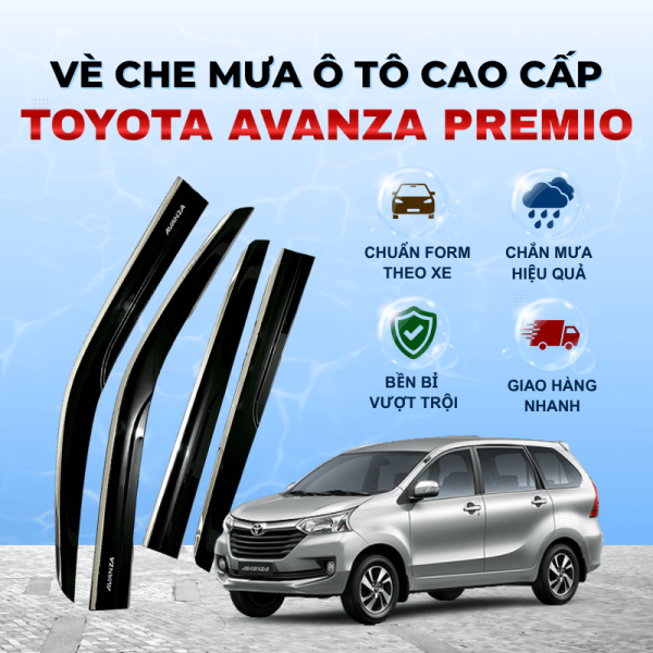 Vè che mưa ô tô Toyota Avanza Premio chất liệu ABS cao cấp viền Inox