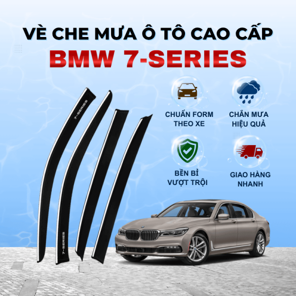 Vè che mưa ô tô BMW 7-Series chất liệu ABS cao cấp viền Inox