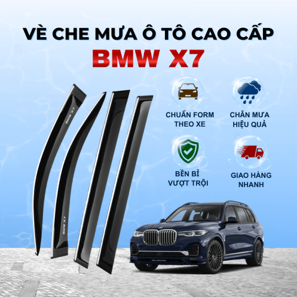 Vè che mưa ô tô BMW X7 chất liệu ABS cao cấp viền Inox