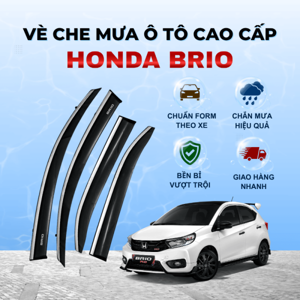 Vè che mưa xe Honda Brio chất liệu ABS cao cấp viền Inox