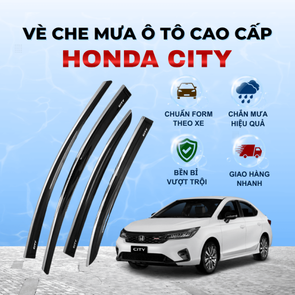 Vè che mưa xe Honda City ABS cao cấp viền Inox
