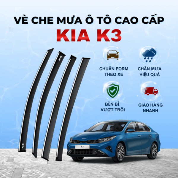 Vè che mưa ô tô KIA K3 nhựa ABS cao cấp