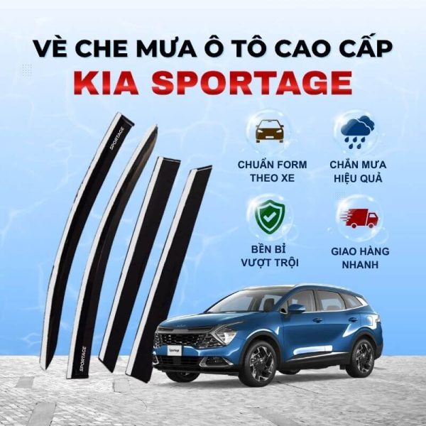Vè che mưa ô tô KIA Sportage chất liệu ABS cao cấp viền Inox