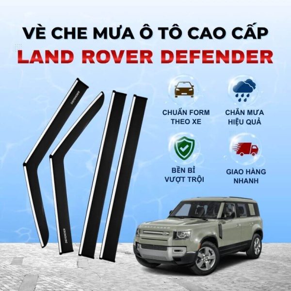 Vè che mưa ô tô Land Rover Defender chất liệu ABS cao cấp viền Inox