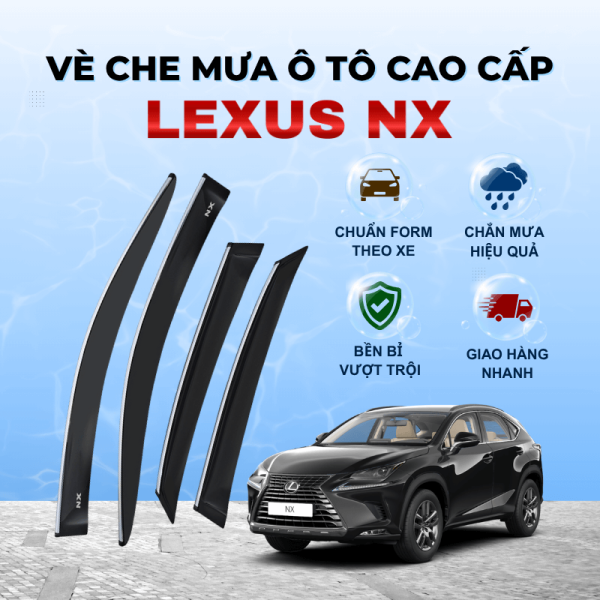 Vè che mưa xe Lexus NX chất liệu ABS cao cấp viền Inox