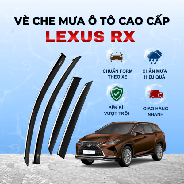 Vè che mưa xe Lexus RX chất liệu ABS cao cấp viền Inox