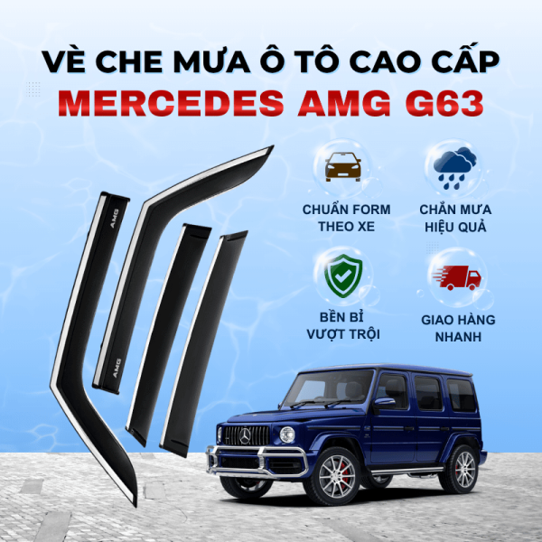 Vè che mưa ô tô Mercedes AMG G63 chất liệu ABS cao cấp viền Inox