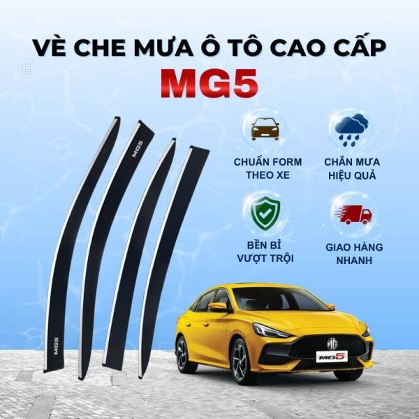 Vè che mưa ô tô MG5 chất liệu ABS cao cấp viền Inox
