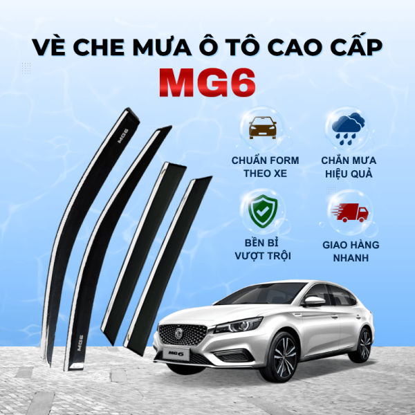 Vè che mưa ô tô MG6 chất liệu ABS cao cấp viền Inox