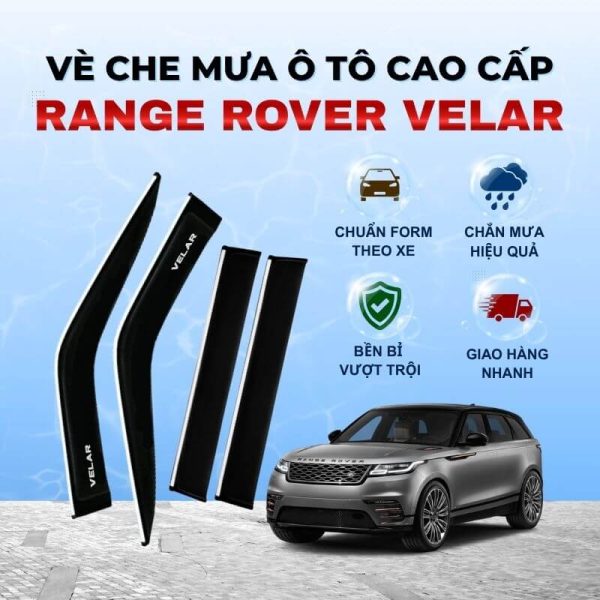 Vè che mưa ô tô Range Rover Velar chất liệu ABS cao cấp viền Inox