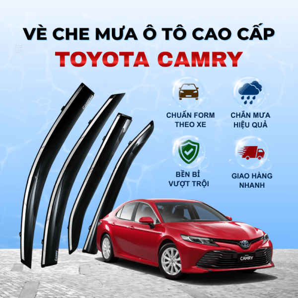 Vè che mưa ô tô Toyota Camry chất liệu ABS cao cấp viền Inox