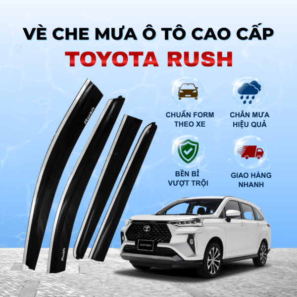Vè che mưa ô tô Toyota Rush chất liệu ABS cao cấp viền Inox