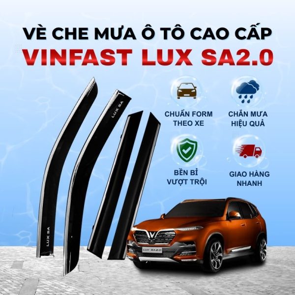 Vè che mưa ô tô Vinfast Lux SA 2.0 chất liệu ABS cao cấp viền Inox