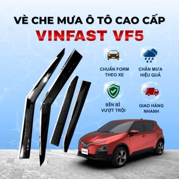 Vè che mưa ô tô Vinfast VF5 chất liệu ABS cao cấp viền Inox